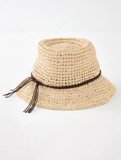 Talbots Crochet Straw Bucket Hat - Natural - 001