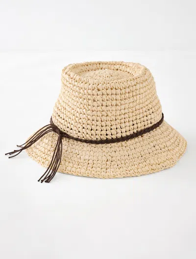 Talbots Crochet Straw Bucket Hat - Natural/straw - 001  In Natural,straw