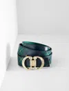 Talbots Crystal Embellished Reversible Pebble Leather Belt - Lush Green - Xl  In Green