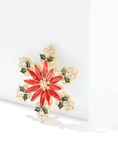 Talbots Crystal Poinsettia Brooch - Red/gold - 001  In Red,gold