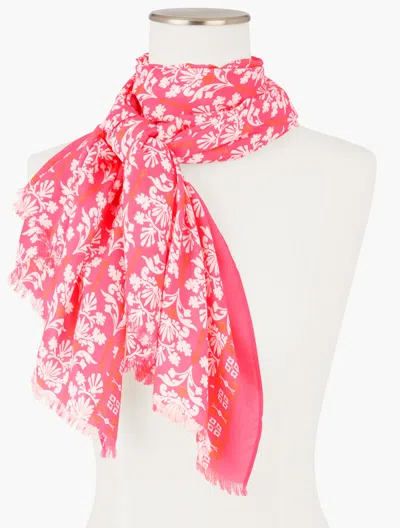 Talbots Damask Bouquet Oblong Scarf - Lovely Coral - 001  In Red