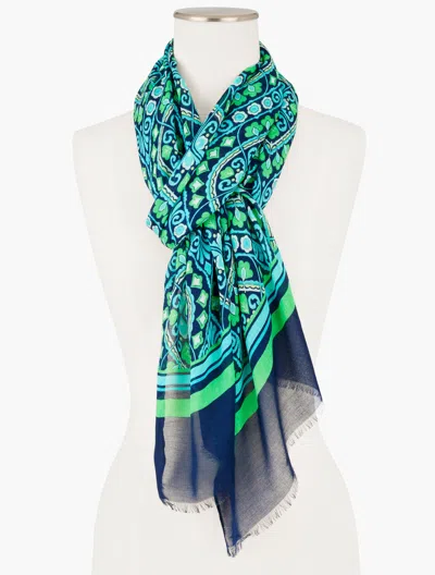Talbots Damask Oblong Scarf - Ink - 001  In Green