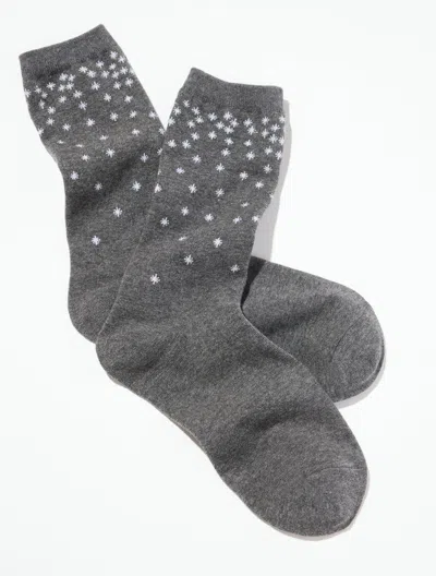 Talbots Dazzle Snowflake Trouser Socks - Shadow Heather - 001  In Gray