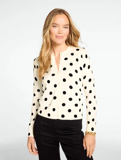 Talbots Decidedly Dressy Cardigan Sweater - Elevated Dot - Ivory/black - Xs  In Multi