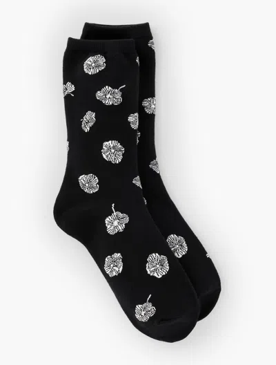 Talbots Deco Flower Trouser Socks - Black - 001