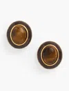 Talbots Delicate Tiger's Eye Stud Earrings - Dark Walnut/gold - 001