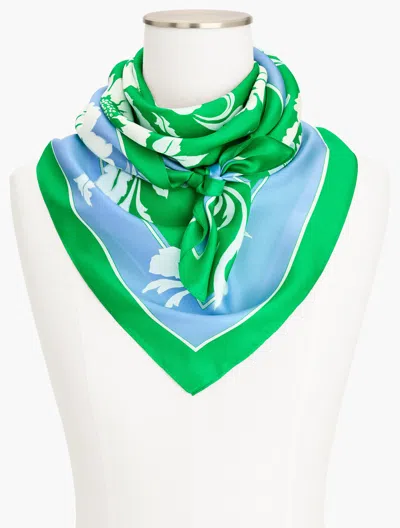 Talbots Delightful Floral Silk Square Scarf - Bright Green - 001