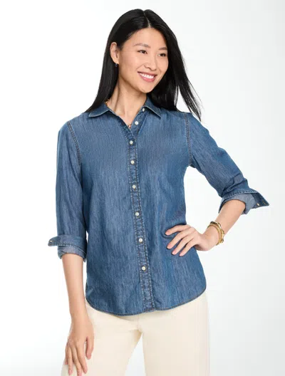 Talbots Denim Modern Classic Shirt - Everyday Blue Wash - Xs - 100% Cotton