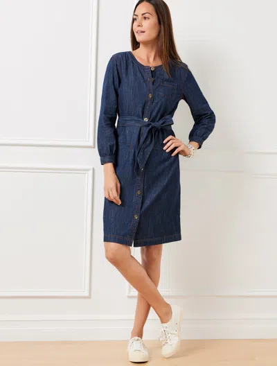 Talbots Petite - Denim Utility Shirtdress - Midnight Wash - Xl - 100% Cotton