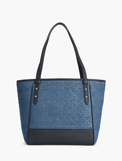 Talbots Diamond Straw Tote - Blue - 001