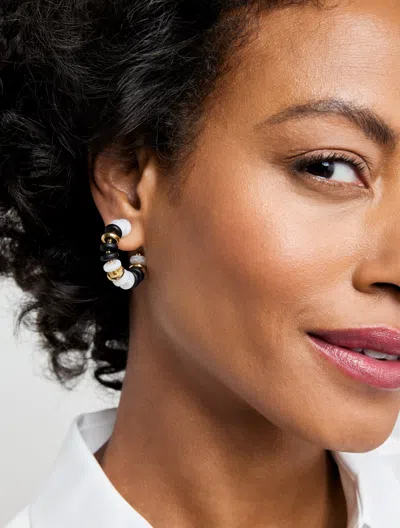 Talbots Disc Hoop Earrings - Black/gold - 001