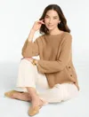 Talbots Donegal Button Hem Pullover Sweater - Wheat Heather - Xs  In Wheat Heather