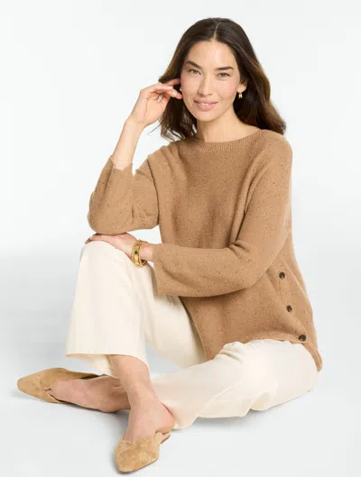 Talbots Donegal Button Hem Pullover Sweater - Wheat Heather - Xs
