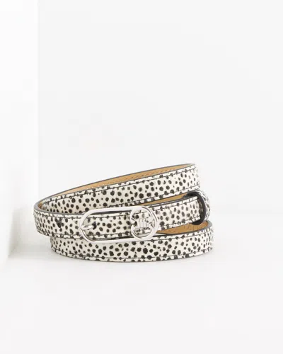 Talbots Dotted Calf Hair Slim Belt - Black/ivory - Xs  In Black,ivory