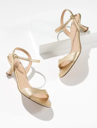 Talbots Dottie Metallic Nappa Kitten Heel Sandals - Gold - 10m
