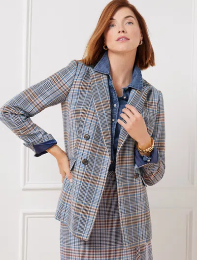 Talbots Plus Size - Double Breasted Blazer - Windy Plaid - Fawn - 22