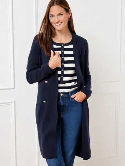 Talbots Double Breasted Duster Cardigan Sweater - Blue - 2x