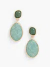 Talbots Double Drop Earrings - Aqua/gold - 001