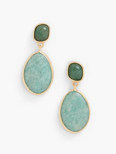 Talbots Double Drop Earrings - Aqua/gold - 001