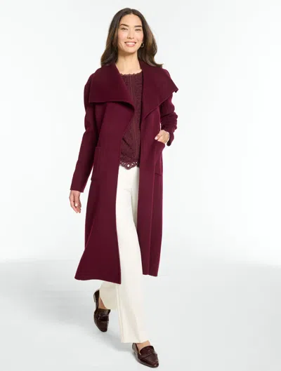 Talbots Double Face Belted Coat - Rich Burgundy - Xs