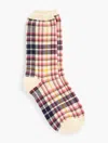 Talbots Dusk Plaid Trouser Socks - Ivory - 001  In Ivory