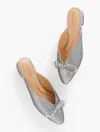 Talbots Edison Bow Mules - Textured Lamã© - Antique Silver - 6 1/2 M  In Antique Silver