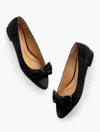 Talbots Edison Bow Suede Flats - Black - 9m  In Black
