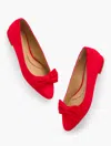 Talbots Edison Bow Suede Flats - Red - 11m
