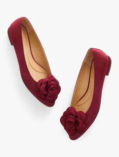 Talbots Edison Flower Satin Flats - Dark Ruby - 10m