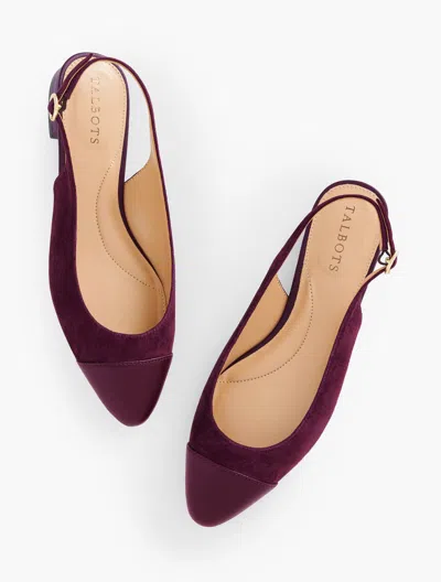 Talbots Edison Nappa Slingback Flats - Suede - Rich Burgundy - 10m