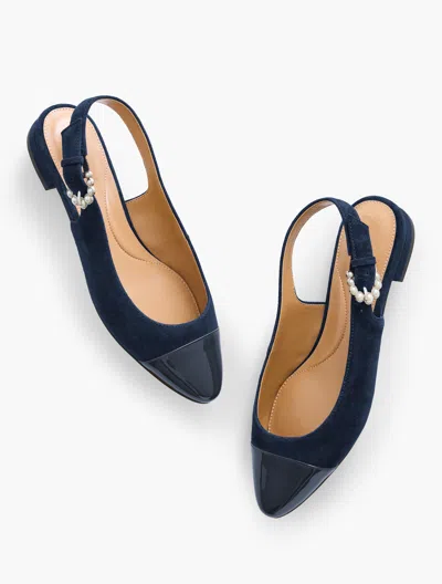 Talbots Edison Slingback Suede Flats - Blue - 11m