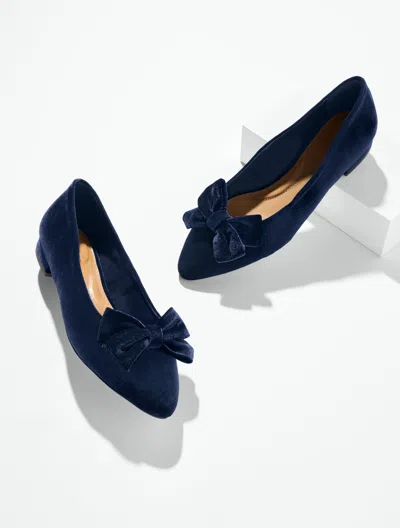 Talbots Edison Velvet Bow Flats - Blue - 5m  In Multi