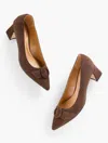 Talbots Edith Suede Flare Heel Pumps - Dark Walnut - 10 1/2 M  In Brown