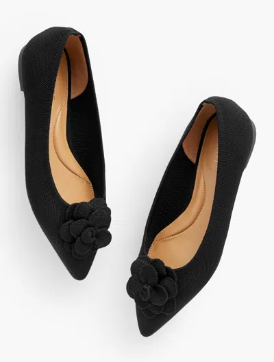 Talbots Edwin Knit Flower Pointed Toe Flats - Black - 11m