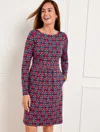 Talbots Misses - Effortless Jersey A-line Dress - Ditsy Flip - Ink/ruby Red - Xl  In Ink,ruby Red