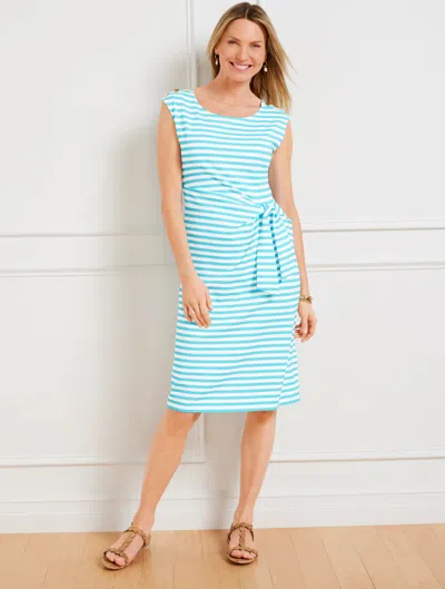 Talbots Effortless Jersey Bella Dress - Daylight Stripe - White/vivid Turquoise - 1x  In White,vivid Turquoise