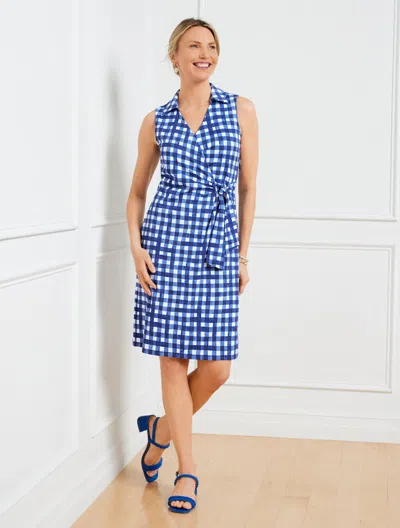 Talbots Effortless Jersey Kelley Dress - Gingham - White/blue Iris - 2x  In White,blue Iris