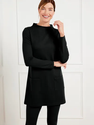 Talbots Effortless Ultraknit Funnel Neck Tunic Top - Black - 1x