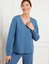 Talbots Effortless Ultraknit V-neck Swing Top - Navy Blue Dusk - 2x
