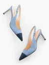 Talbots Elena Denim Slingback Pumps - Blue/dark - 11m - 100% Cotton  In Blue,dark Denim