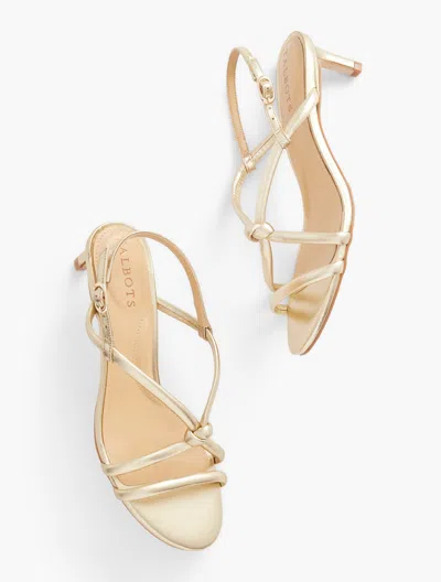 Talbots Elena Knot Metallic Leather Sandals - Gold - 11m