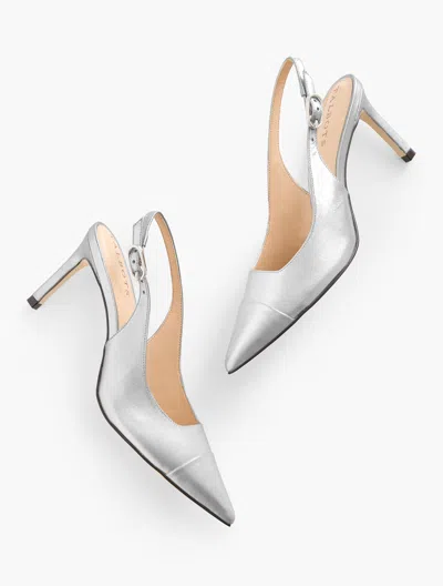Talbots Elena Nappa Metallic Slingback Pumps - Silver - 11m