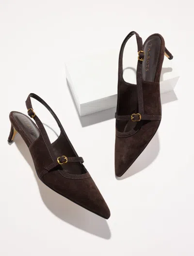 Talbots Elena Slingback Pumps - Velvet - Dark Chocolate - 5m  In Blue