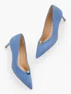 Talbots Elena Suede Pointed Toe Pumps - Blue Wave - 11m