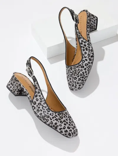 Talbots Eliana Slingback Block Heel Pumps - Calf Hair Grey - 5m