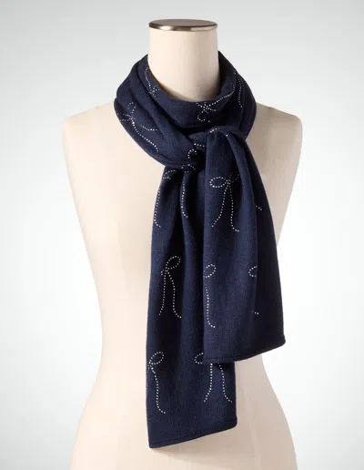 Talbots Embellished Bow Scarf - Blue - 001
