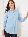Talbots Plus Size - Embellished Button Front Shirt - Lakeside Stripe - Blue/white - X - 100% Cotton  In Blue,white