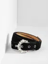 Talbots Embellished Crescent Buckle Belt - Black - Medium