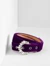 Talbots Embellished Crescent Buckle Belt - Brilliant Purple - Large