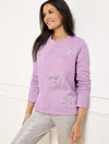 Talbots Embellished Crewneck Sweatshirt - Purple Rose Heather - 3x  In Purple Rose Heather